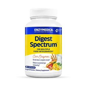 Enzymedica Digest Spectrum - Digestive Enzyme Supplement for Women & Men, Enzymes for Digestion, Gut Health, & Multiple Food Intolerances, Targets Gluten & Lactose, Helps Gas & Bloating